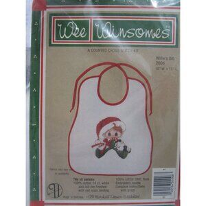 Wee Winsomes Willies Bib Christmas Cross Stitch Kit Elf Puppy Dog 1984 New